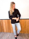 Shirred Sleeve Textured Blazer