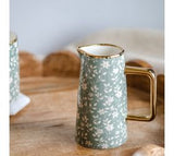 Gold Accent White Flower Pitcher