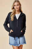 Cabled Textured Half Zip Up Long Sleeve Top