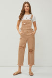 High Rise Distressed Straight Overalls