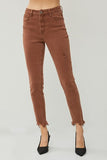 High Rise Crop Skinny Fray Hem Pants