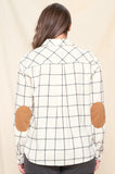 Faux Suede Shoulder And Elbow Patch Button Down Shirt