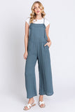 Spaghetti Strap Wide Leg Jumpsuit with Side Pockets
