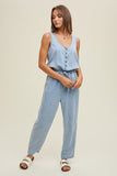 Washed Tencel Button Up Tank Jumpsuit