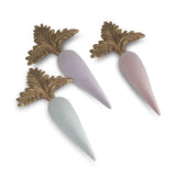7" Resin Pastel Flocked Carrots W/gold Tops