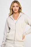 Fleece Relax Fit Zip Up Hoodie with Thumbholes