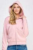 Fleece Relax Fit Zip Up Hoodie with Thumbholes