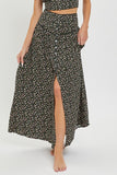 Ditsy Button Down Maxi Skirt