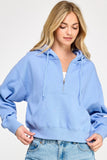 Basic Fleece Half Zip Up Hoodie
