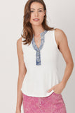 Washed Thermal Sleeveless Henley Top