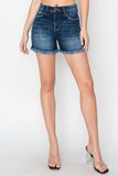 Tummy Control High Rise Fray Hem Shorts