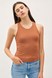 High Round Neck Basic Double Layered Knit Tank