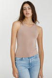 High Round Neck Basic Double Layered Knit Tank