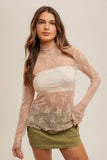 Mock Neck Lace Long Sleeve