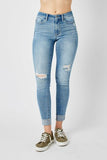 Judy Blue Mid Rise Destroy & Cuff Skinny