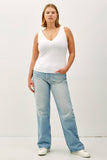 Curvy Double Lined Full-length V-neck Basic Tank