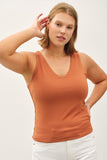Curvy Double Lined Full-length V-neck Basic Tank