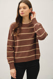 Boxy Cut Striped Sweater With Drop Shoulder