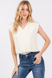 V Neck Drop Boxy Sweater Rib Neck