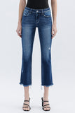 Low Rise Uneven Raw Hem Slim Straight Jean