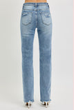 RISEN Tummy Control High Rise Straight Distressed Jeans
