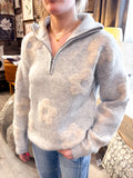 Floral Jacquard Half Zip Up Sweater
