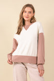 Buttery Soft Knit Long Sleeve Color Block Top