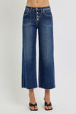 High Rise Crop Wide Button Up Jeans