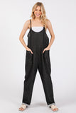 Front Patch Pocket Cami Roll Up Jumpsuit