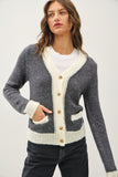 Two Tone Varsity Button Up Cardigan