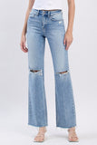 High Rise Distressed Slim Wide Jeans