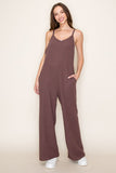 Spaghetti Strap Cloudy Knit Jumpsuit With Pockets