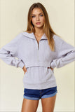 Soft Waffle Textured Half Zip Sweatshirt