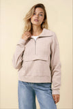 Soft Waffle Textured Half Zip Sweatshirt