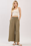 Woven Printed Waist Smocked Wide-leg Pants