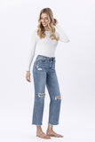 High Rise Distressed Dad Jean