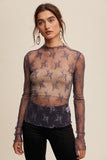 Lace Mock Neck Long Sleeve Top