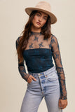 Lace Mock Neck Long Sleeve Top
