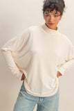 Draped Oversized Turtleneck Dolman Sleeve Top