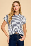 Striped Top With Waist Twist Detail