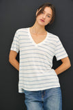 Linen Blend Relaxed Fit V Neck Tee