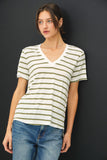 Linen Blend Relaxed Fit V Neck Tee
