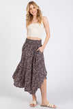 Print Waist Smocked Skirts