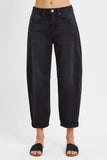 High Rise Crop Barrel Cuffed Jeans