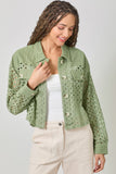 Button Down Mixed Eyelet Jacket