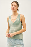 Lightweight Striped V-neck Racerback Sweater Tank