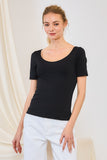 Butter Knit Double Scoop Neck Top
