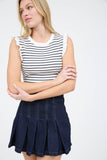 Stripe Ruffle Trim Sleeveless Pullover Sweater