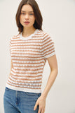 Lightweight Chunky Crochet Knit Striped Tee