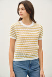 Lightweight Chunky Crochet Knit Striped Tee